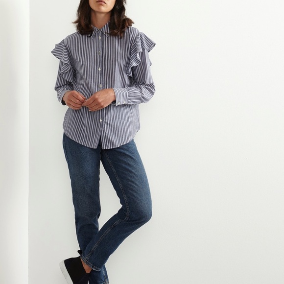 Oliver Bonas frilled pinstripe shirt blouse - Picture 11 of 11